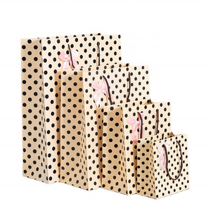 Gordon Ribbon Polka dot Paper bag with bow wholesale holiday gift bag thickened clothing jewelry tote bag printed logo