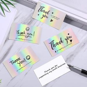 Gordon Ribbons Customized Holographic Design Laser Paper Printing Business Thank You Greeting Rainbow Card