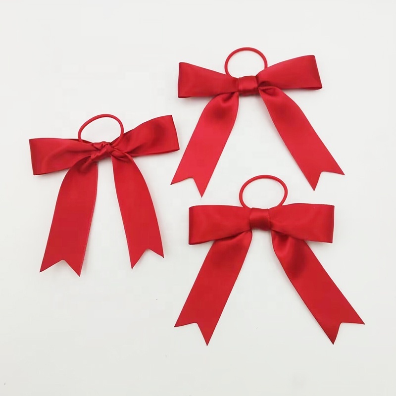 Gordon Ribbons 9 CM*7.5 CM Red Bow with Elastic Loop Wine Bottle Neck Decoration Satin Packing Bow with Swallow Tail