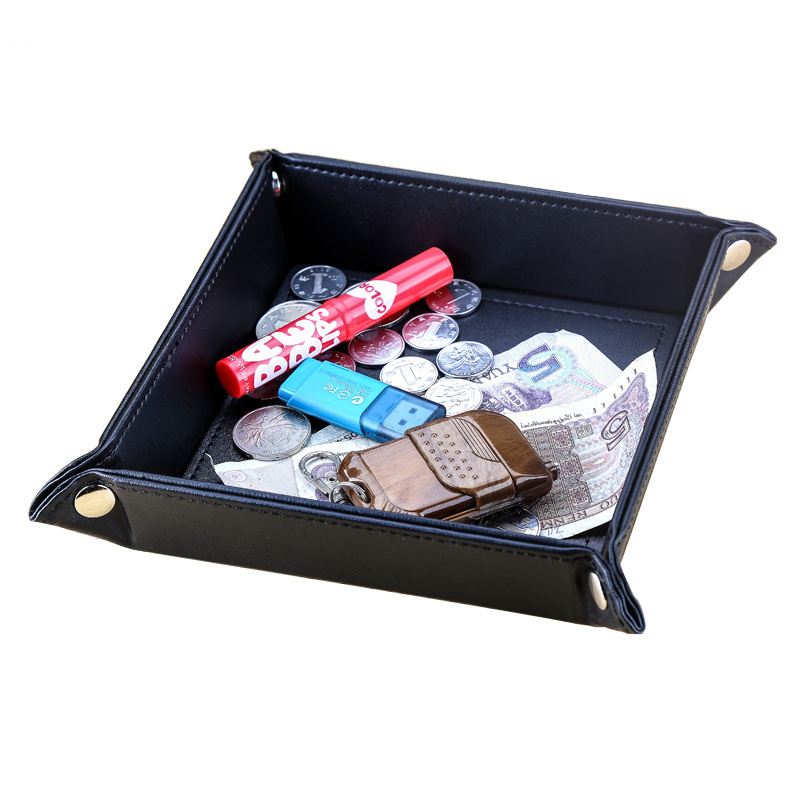 Shenzhen Luxury Square Leather Coin Valet Tray For Storage