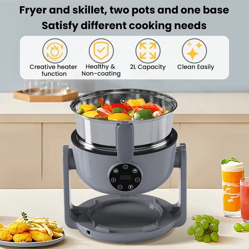 1200W 2L Japan Korea Popular Portable RV Use Exclusive Patent Mechanical Control Oil-free Flip Air Fryer