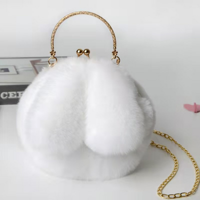 Plush bag female Korean version cute portable plush bag autumn winter new rabbit ear clip pocket skew bag