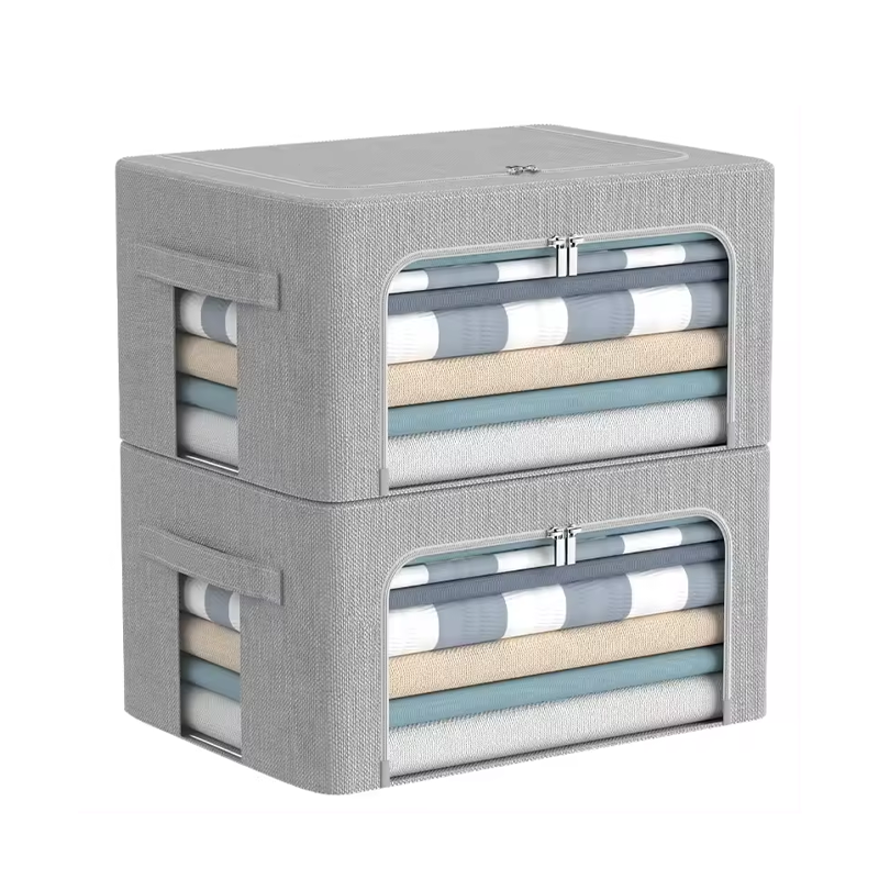 Closet storage and organizing Zipper clothing storage box Fabric storage box Steel frame folding organizer box Closet