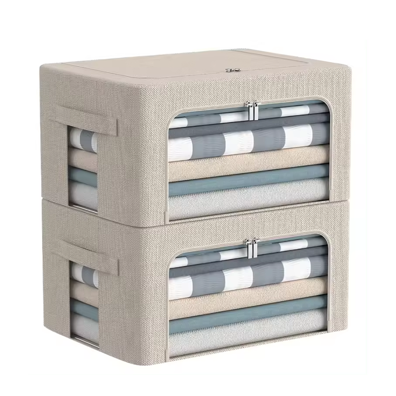 Closet storage and organizing Zipper clothing storage box Fabric storage box Steel frame folding organizer box Closet