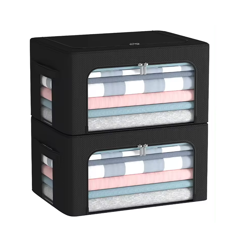 Closet storage and organizing Zipper clothing storage box Fabric storage box Steel frame folding organizer box Closet