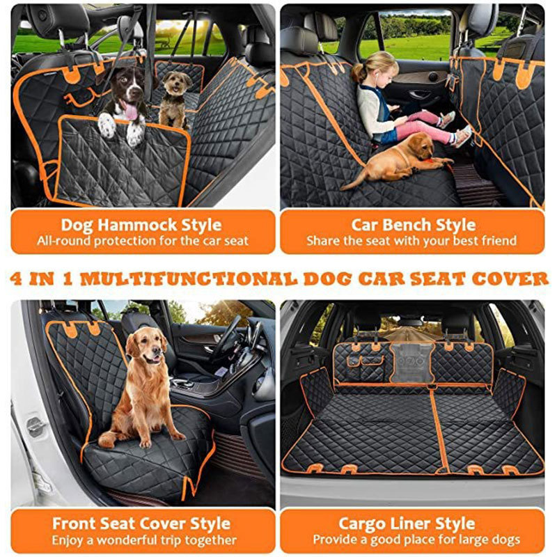 4-in-1 Convertible Dog Car Seat Cover 100% Waterproof Dog Seat Cover Nonslip Dog Hammock 600D Heavy Scratchproof Pet Seat