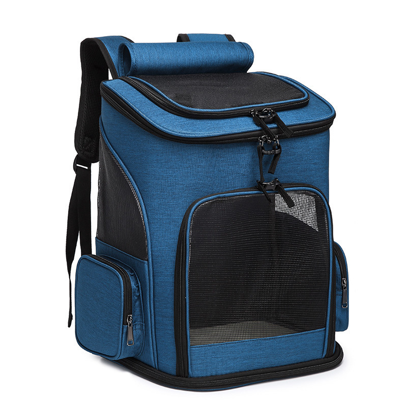 Waterproof foldable pet carrier backpack cat carrier with breathable mesh windows pet travel bag backpack for small cats dogs pu