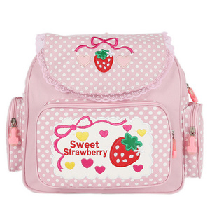 2022 Wholesale Strawberry Sweet Candy Colors Cute Kids School Bags Backpack Canvas Cartoon Bag Pink Children's Backpack