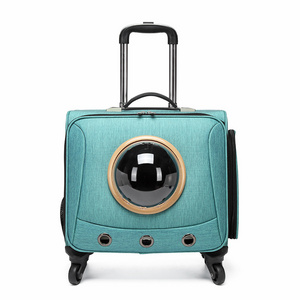 Pet Travel Trolley Case Portable Pet Suitcase with Universal Wheel General Pet Box