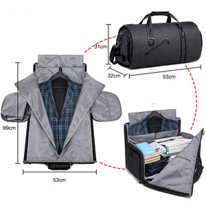 Convertible Garment Suit Bag Travel Carry On Dry and Wet Separation Duffle Bags Hanging Clothes Bags for Wholesale Black Duffel