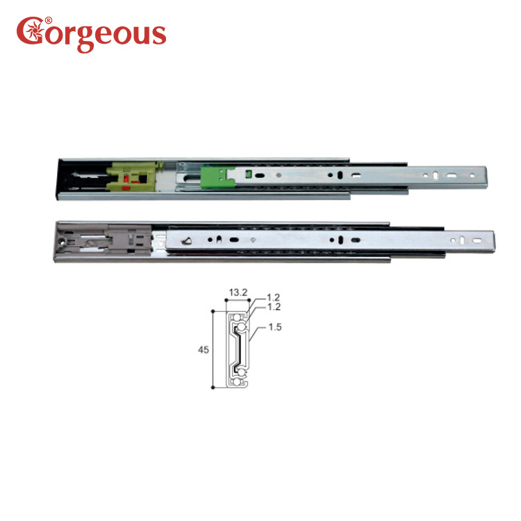 push open full extension kitchen drawer rail system telescopic channel ball bearing heavy duty push to open drawer slide