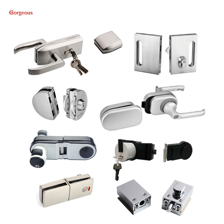 glass lock centre handle lever hardware cylinder sliding glass cerraduras frameless office commercial glass door lock