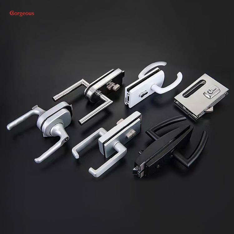 glass lock centre handle lever hardware cylinder sliding glass cerraduras frameless office commercial glass door lock