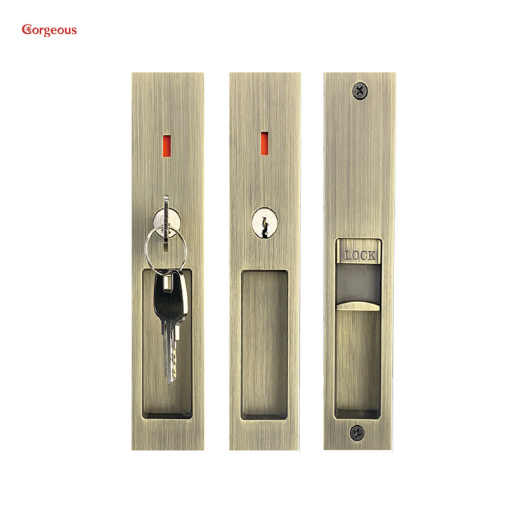 bathroom indicator recessed invisible privacy pocket cavity double sided latch hook bedroom pull handle wooden sliding door lock