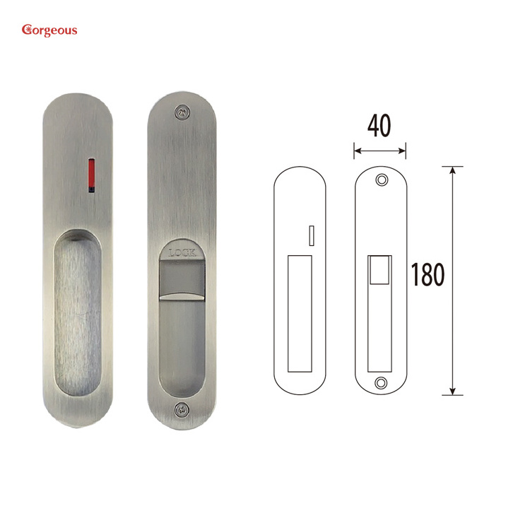 bathroom indicator recessed invisible privacy pocket cavity double sided latch hook bedroom pull handle wooden sliding door lock