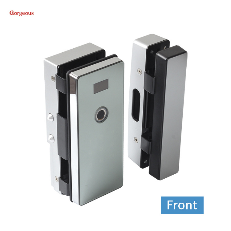 zinc sliding digital password finger biometric frameless keyless smart bluetooth glass door lock