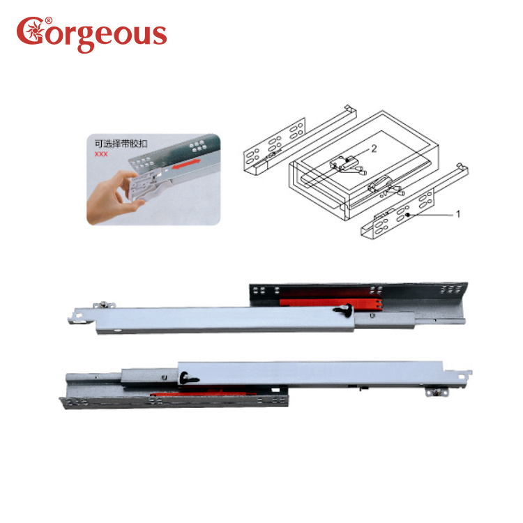 heavy duty kitchen cabinet drawer runners soft close triple extension telescopic concealed undermount drawer slide