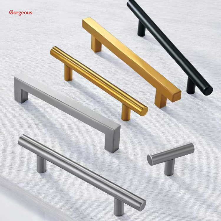 square tube shape drawer cabinet handle furniture hardware closet stainless steel golden hollow kitchen door pull and knobs