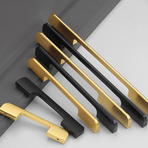 Moden Pull Cabinet Handle Kitchen Drawer Aluminum Alloy Closet Cupboard Wardrobe Golden Black Modern Furniture Handles & Knobs