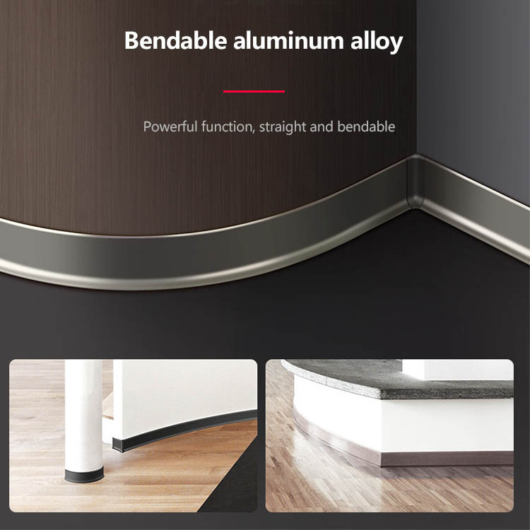 metal Decorative aluminum profile moulding wall protector corner flexible baseboard line black aluminium floor skirting board