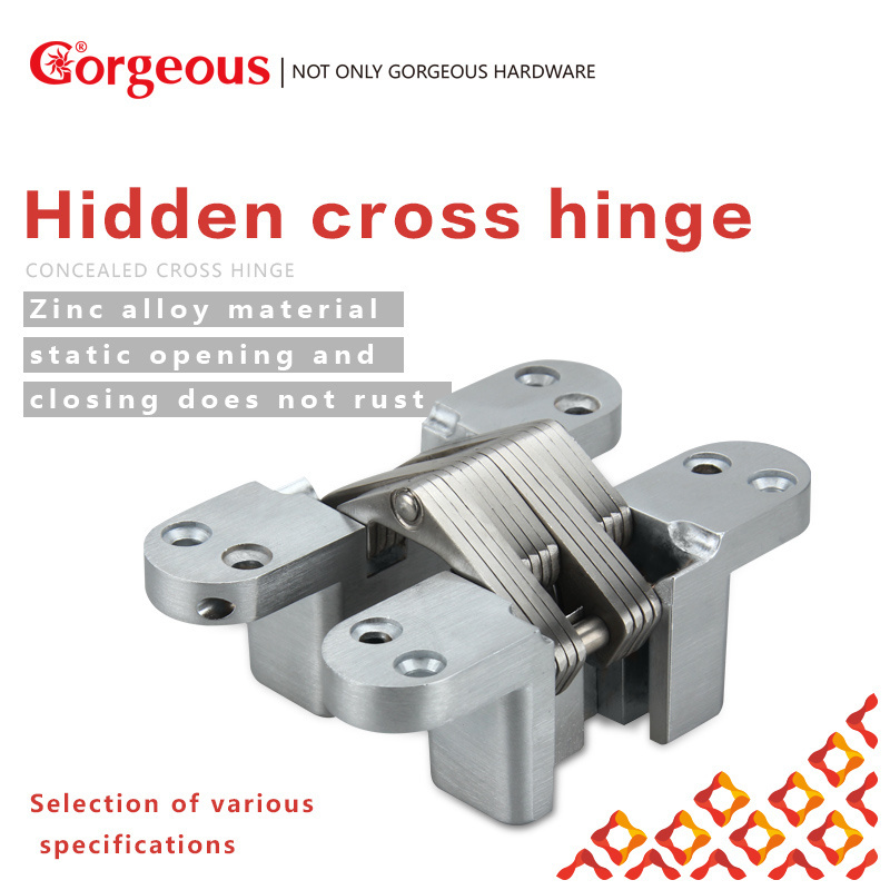 kind of zinc alloy invisible fire rated gate hidden hinge stainless steel hardware cross concealed door hinge