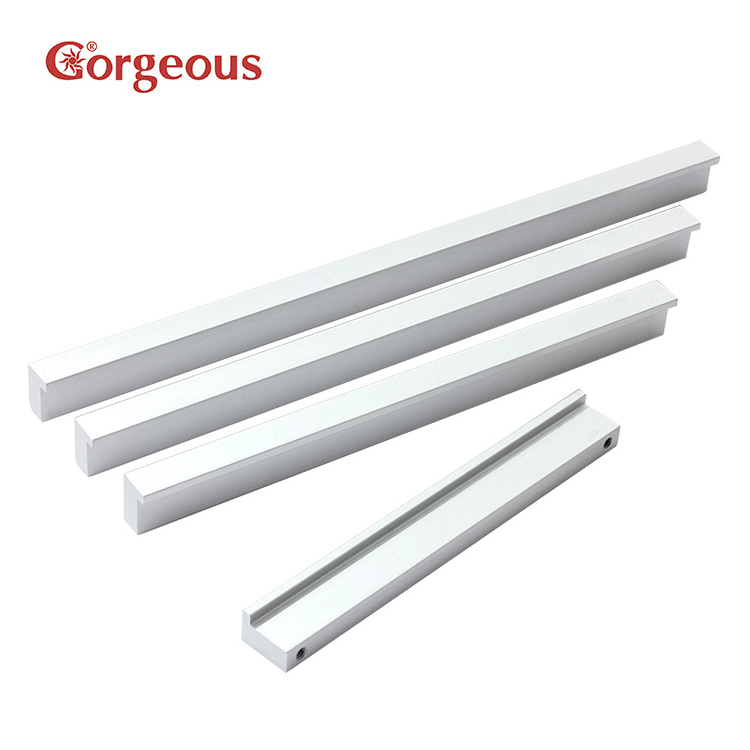 classical 7 sharp long black matte gold silver tube drawer aluminum profile kitchen pull furniture handle for cabinets