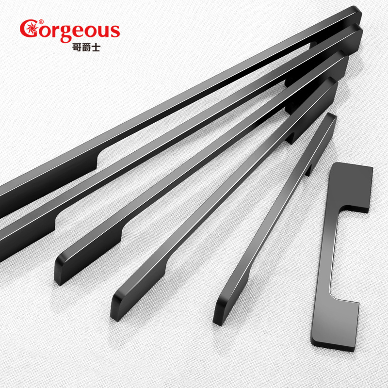 aluminium black profile extrusion long hidden drawer edge pull gold metal kitchen door grey furniture cabinet handle