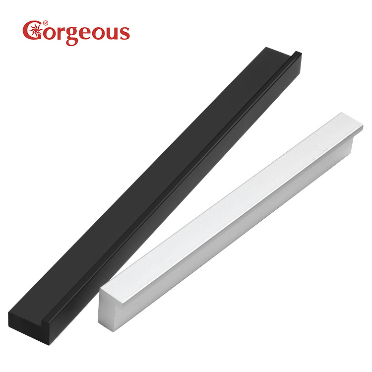 gorgeous 7 shape aluminium handle profile kitchen cabinet handle black gold