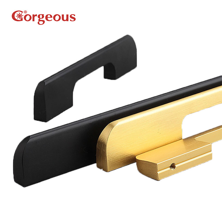 Moden Pull Cabinet Handle Kitchen Drawer Aluminum Alloy Closet Cupboard Wardrobe Golden Black Modern Furniture Handles & Knobs