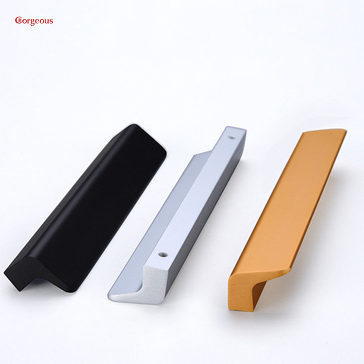 modern kitchen cabinet handles grey black aluminium alloy wooden drawer pull furniture closet cupboard door handles and knobs