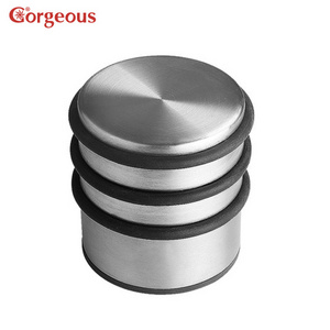 Gorgeous Rubber Door Stop Stainless Steel Heavy Duty Round Door Stop Rubber Wedge Safety Metal  Glass Door Draft Stopper