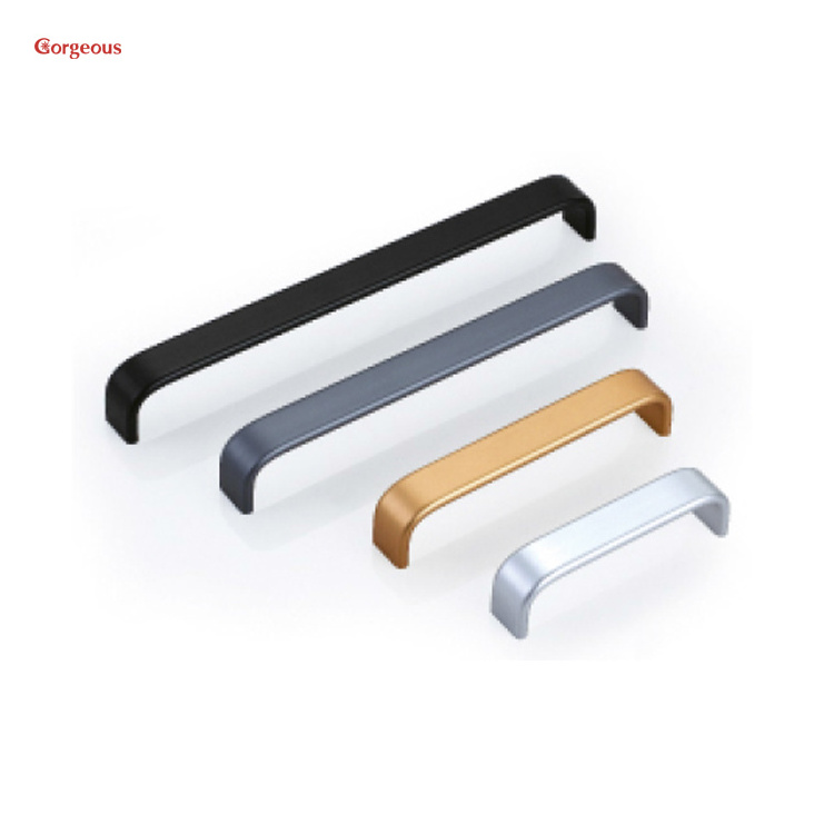 classical round pip tube silver and gold bridge drawer handle aluminium golden pull knob for furniture kitchen cabinets