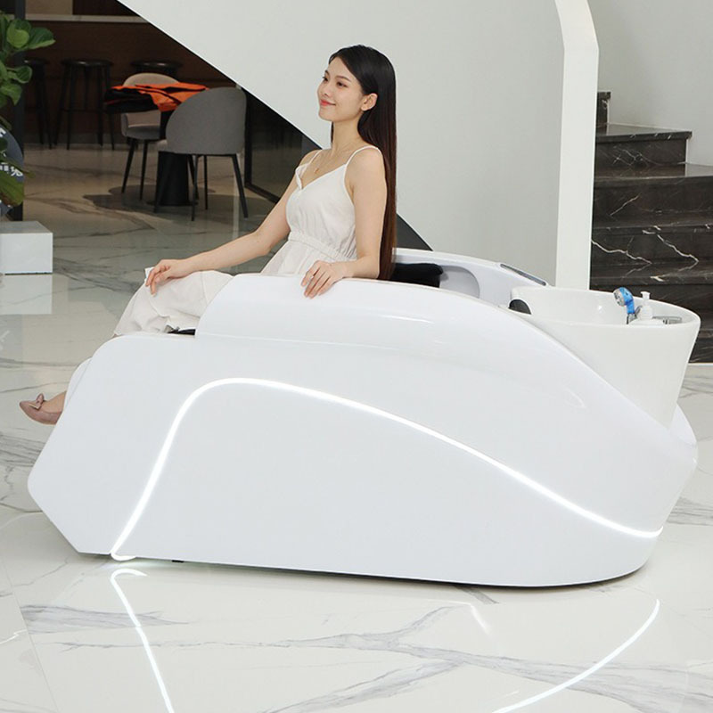 Modern  luxury salon hair wash lay down shampoo  electric smart massage  water circulation head  bed salon head spa