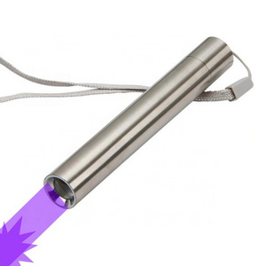 Stainless Steel Invisible Ink Black Light Detector Ultraviolet Pen Light AA Battery Torch Mini UV Flashlight 365NM