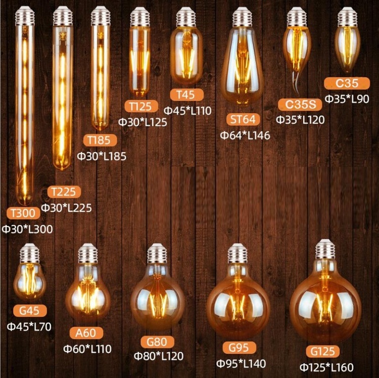 Home Decoration Indoor Outdoor Candle Warmer Lamp 2W 4W 6W 8W Globe Dimming ST64 A60 E27 Filament Led Bulb Lights