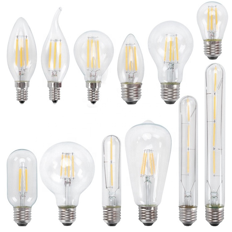 Not Tungsten 2W 4W 6W 8W Globe Lamp Clear Glass Candle Home Lighting Energy Saving Edison ST64 C35 G45 E27 Led Filament Bulbs