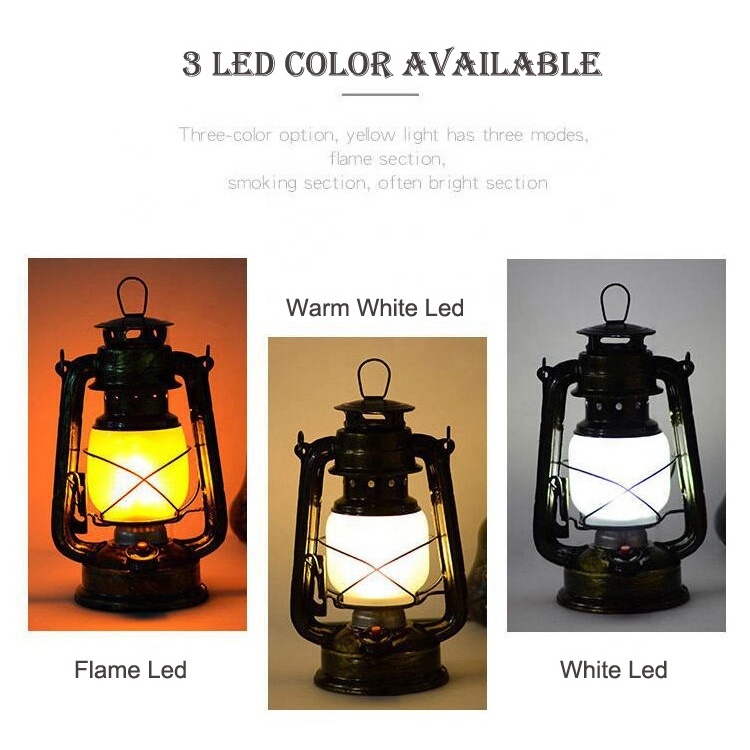 Outdoor Hanging Garden Lights Rechargeable Yard Patio Halloween Decorative Lamp White Flame LED Vintage Retro Camping Lantern