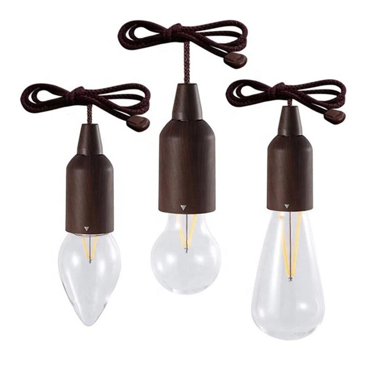 Pull Cord Light String Night Lamp Edison Bulb Globe Hanging Lantern Backyard Porch Balcony Holiday Decor Camping Tent Light