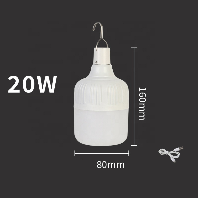 20W 30W 40W 50W USB Rechargeable LED Bulb Camping Home Hurricane Power Outage Battery Power Backup Emergency Lighting