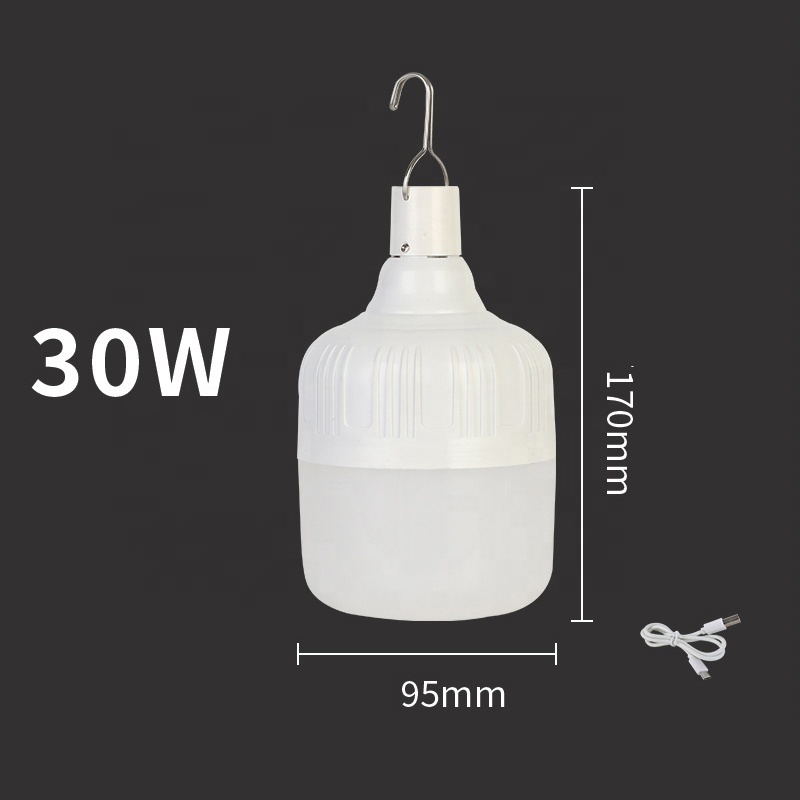 20W 30W 40W 50W USB Rechargeable LED Bulb Camping Home Hurricane Power Outage Battery Power Backup Emergency Lighting