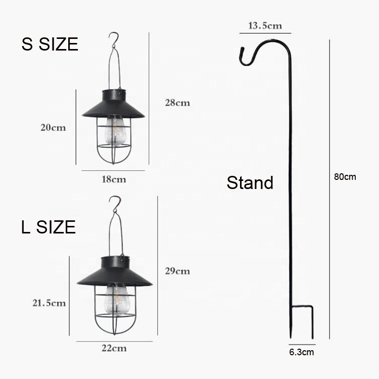 Outdoor Waterproof Hanging Lantern Retro Warm White Light Edison Bulb Tungsten Led Lamp Patio Lawn Decorative Garden Solar Light