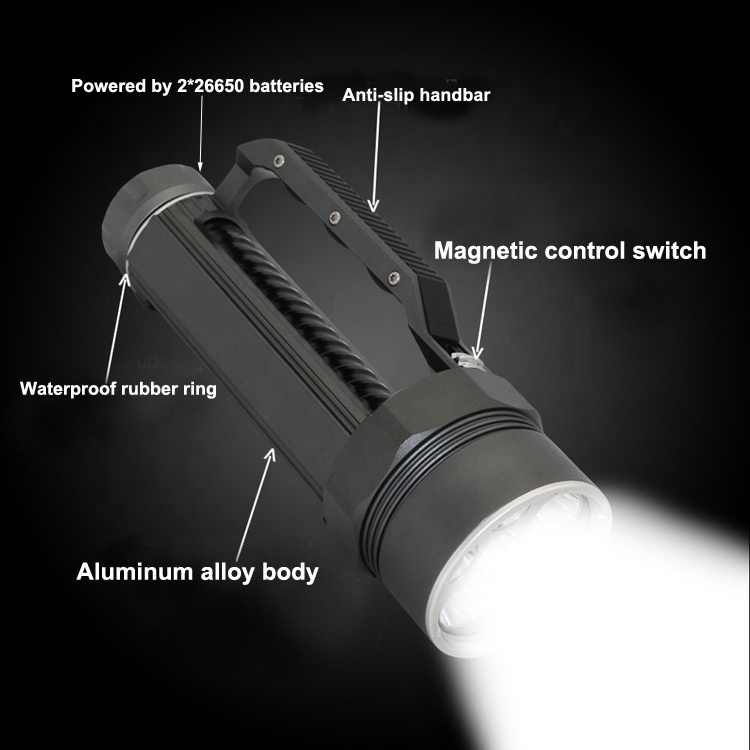 Super Bright Underwater 6 LED Flashlight 32650 26650 Battery Powerful 365NM 395NM Waterproof UV Diving Torch