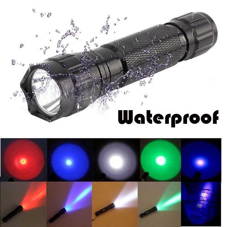 Mini Fishing Rescue Hunting UV Blue Red Light Tactical Torch Kit One Mode Portable Rechargeable Green Led Flashlight