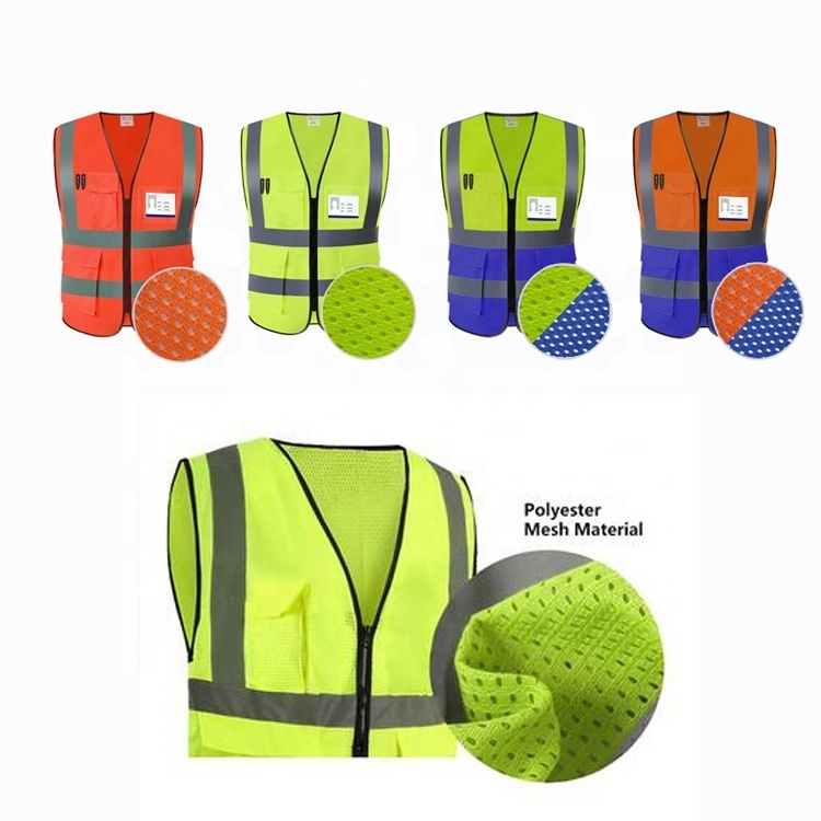 Custom Motorcycle Bike Riding Security Vest High Visibility Working Road Construction Traffic Safety Reflective Jacket