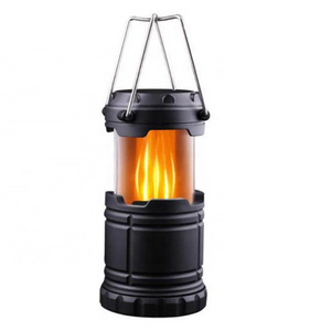 Outdoor Tent Decorative Light Hanging Mini Portable Collapsible Fire Flickering Flame Led Camping Lantern