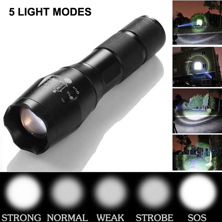 Custom Outdoor Camping Hunting CS Game Torch Light Zoom Camouflage Super Bright Led Tactical Flashlight