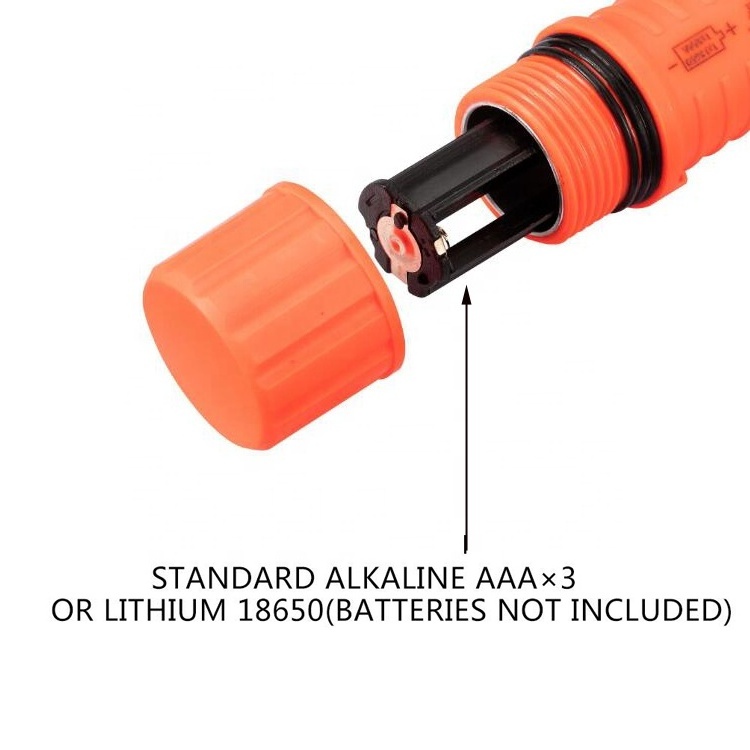 ABS Portable Emergency Hand Torch Snorkeling Diving Light 18650 AAA Battery Powered Waterproof Rubber Led Flashlight