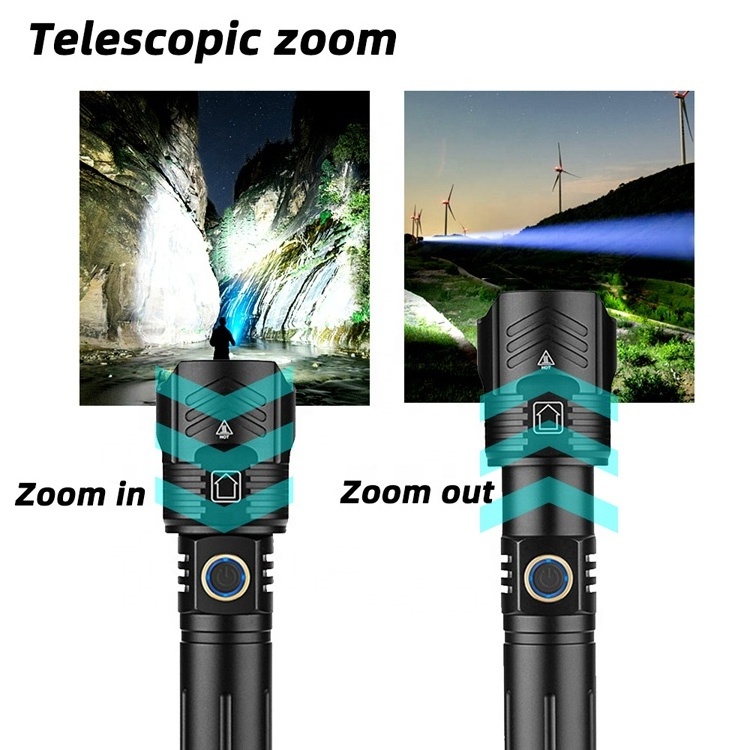 Outdoor Survival Tactical Zoom Focus Torch Light USB Rechargeable 5000 Lumen Super Bright XHP90 XHP160 XHP99 LED Flashlight