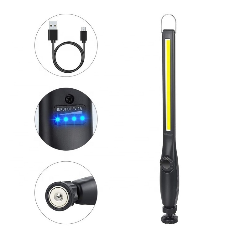 Cob LED Work Light Cordless Rechargeable Magnetic Handheld Flashlight Strip Bar Car Repair Emergency Inspection Worklight