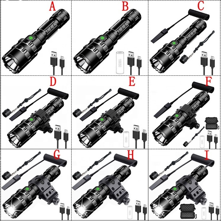 Outdoors Activities Night Vision Rechargeable Torch Spotlight Handheld Hunting Light XHP50 Red Green Led Flashlight